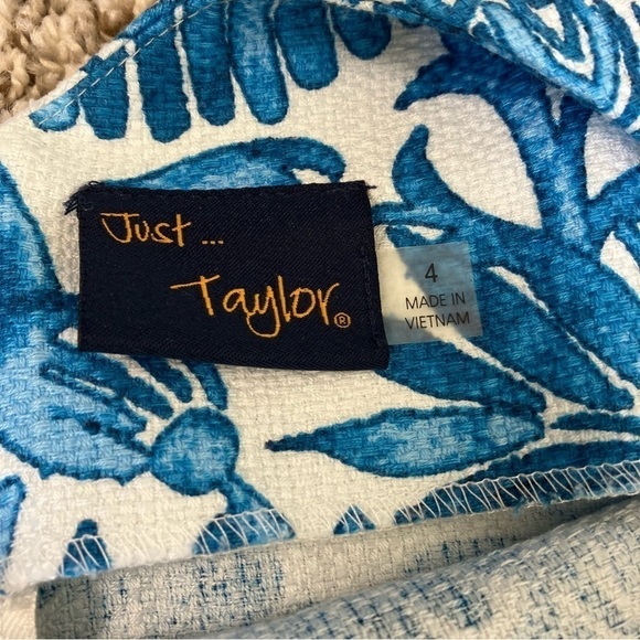 Just…Taylor Summer Sheath Dress Medallion Floral Leaf Print Textured Cotton Sz 4 - Picture 15 of 16